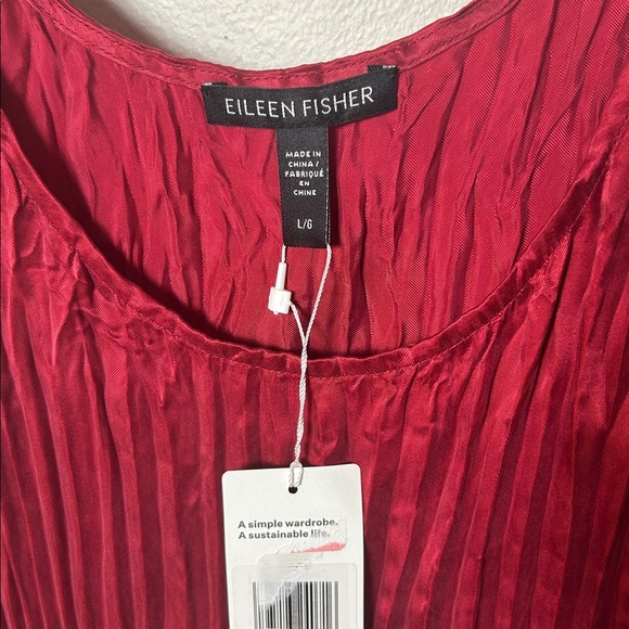 NWT Eileen Fisher red crimson crushed cupro scoop neckline dress - Picture 9 of 11